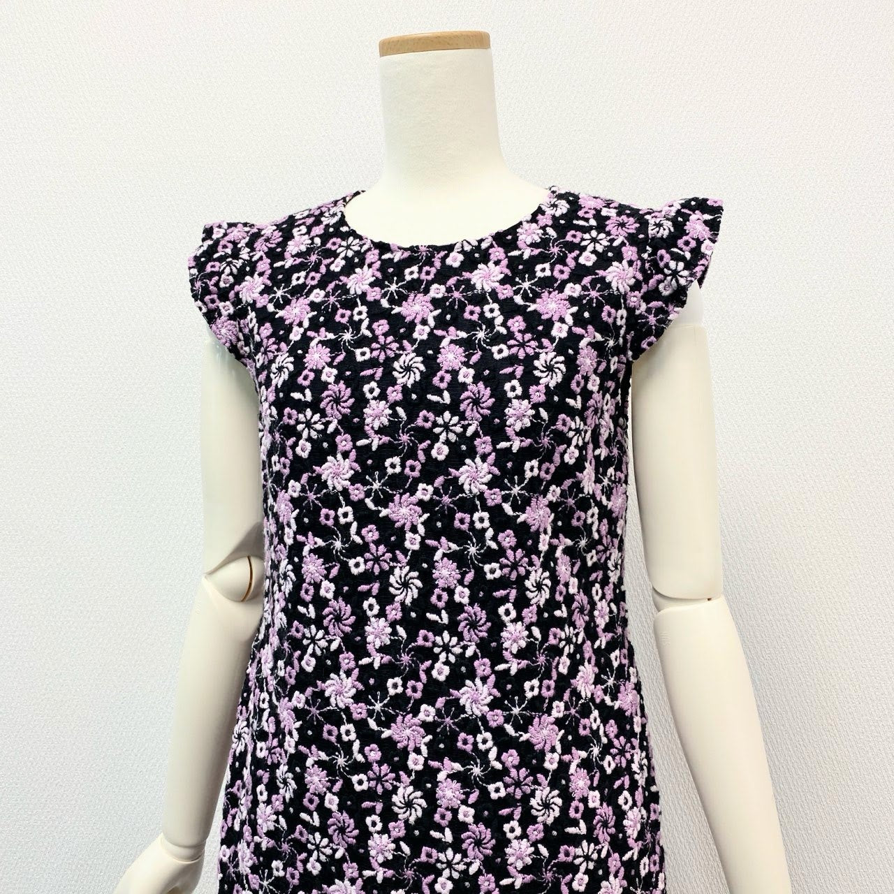 48k2 Rene ルネ TISSUE フラワージャガード ノースリーブ ワンピース ドレス 日本製 6046710 36 ブラック ピンク レディースo07t