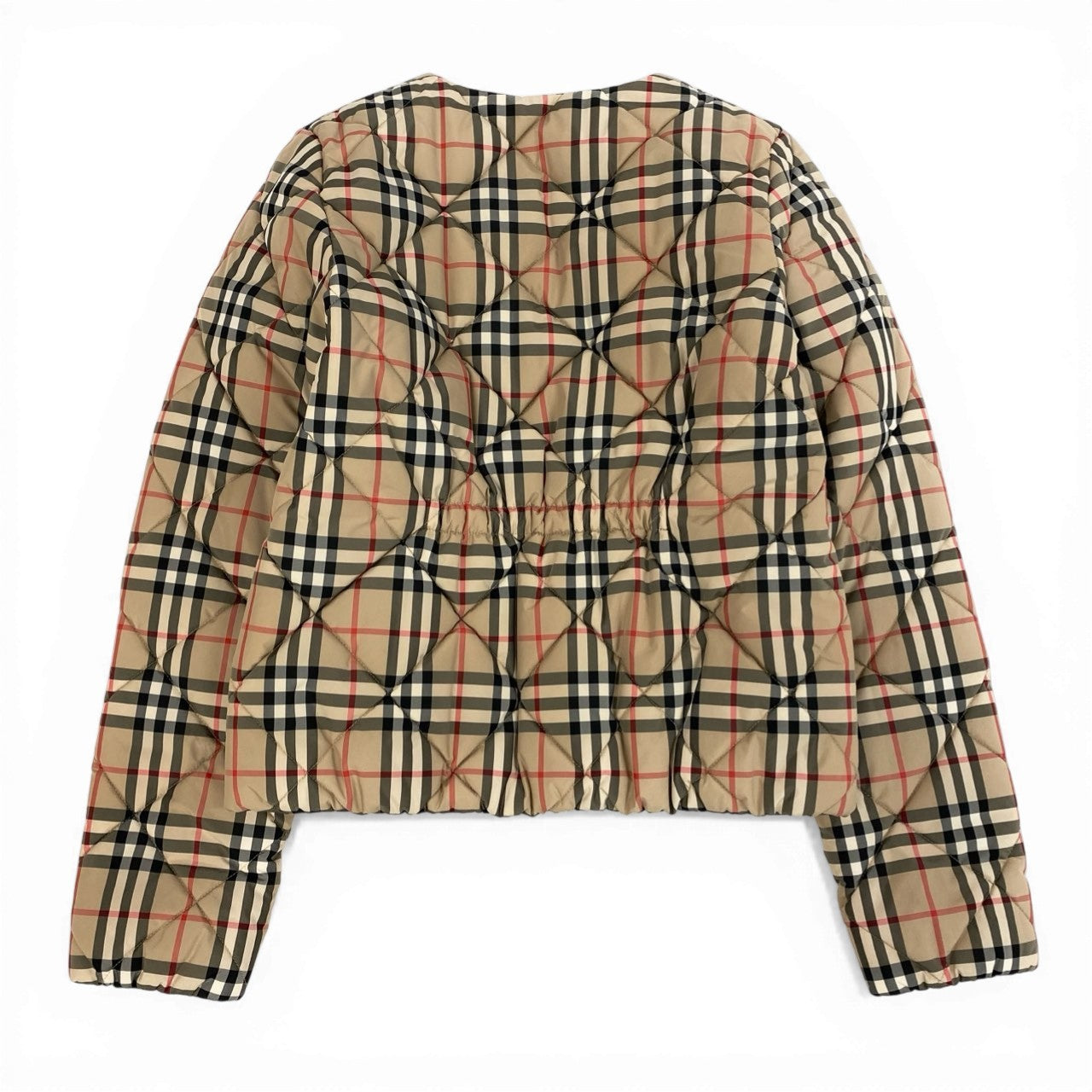 Ic18 BURBERRY バーバリー ノバチェック 中綿ジャケット ノーカラージャケット ジャンパー レディース 女性服 14Y/レディースM相当 ベージュ系k02i