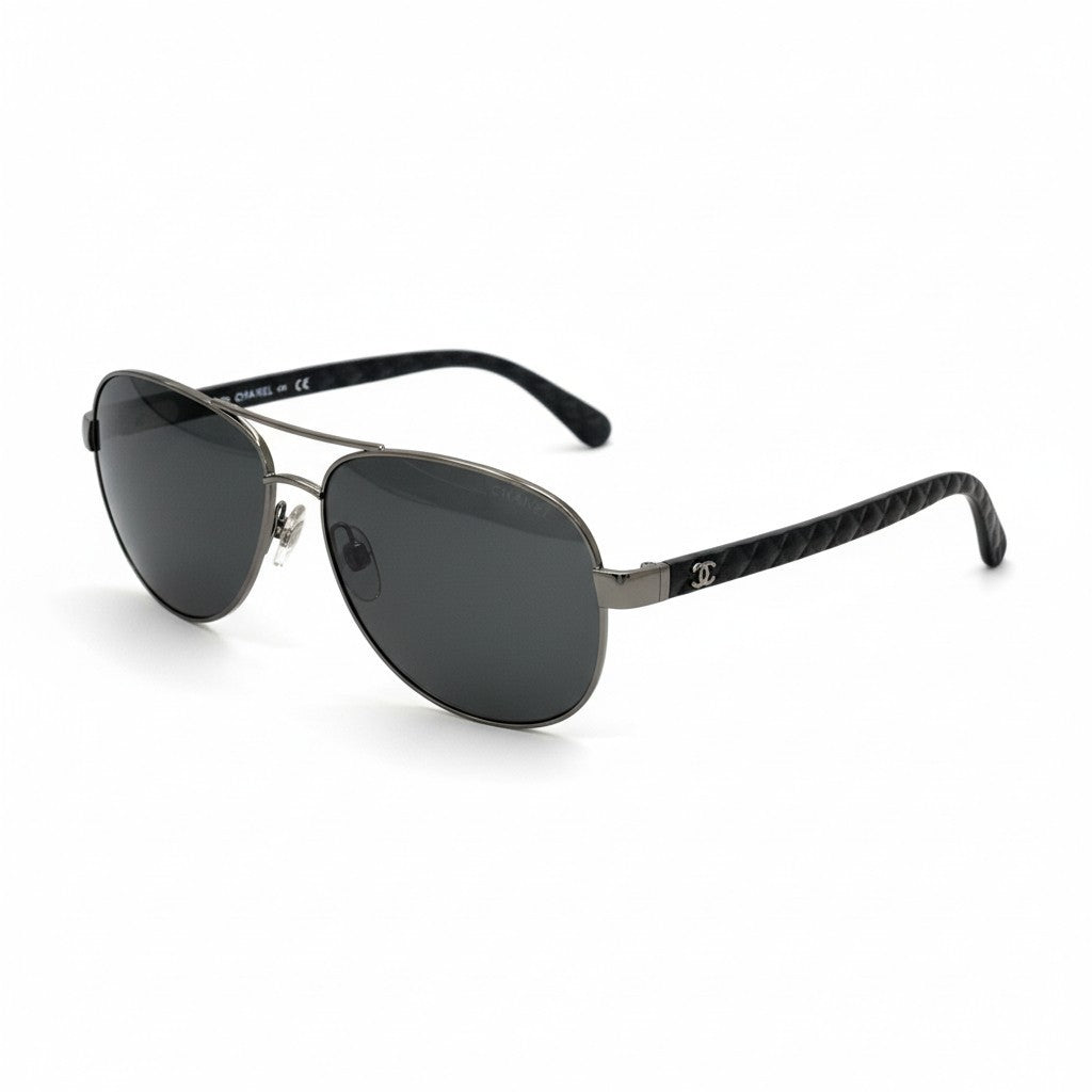 b15 CHANEL シャネル マトラッセ ココマーク サングラス スモークグラデーション 58□14 ブラック レディースta1