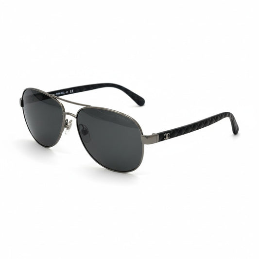 b15 CHANEL シャネル マトラッセ ココマーク サングラス スモークグラデーション 58□14 ブラック レディースta1