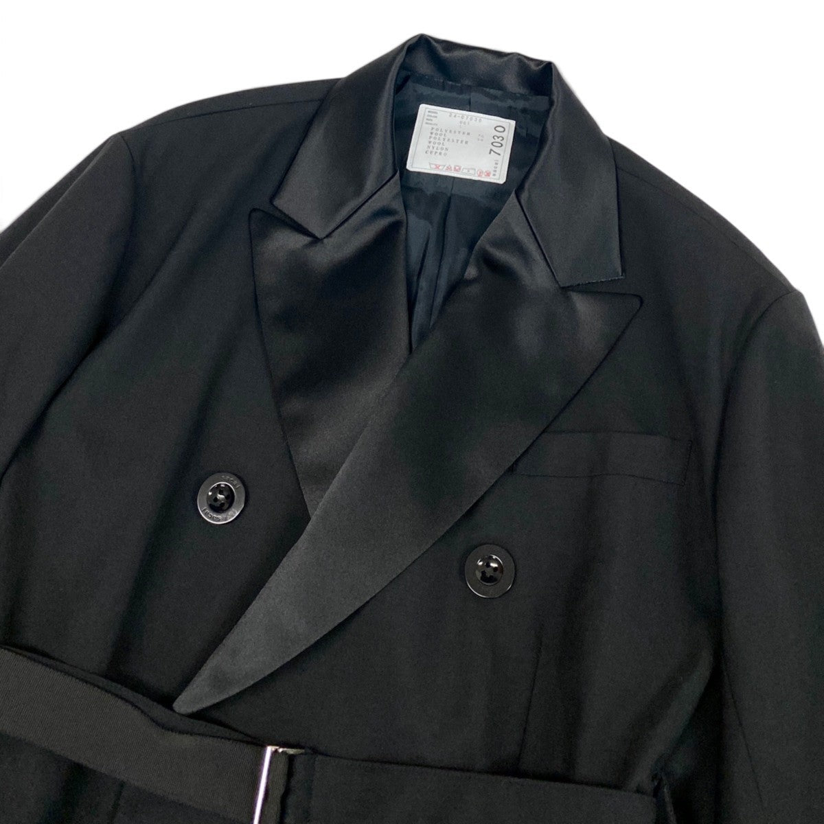 Aj19 【極美品】 sacai サカイ 24年 Suiting Jacket スーチングジャケット ダブルブレスト サイズ1 ブラック レディースu02t