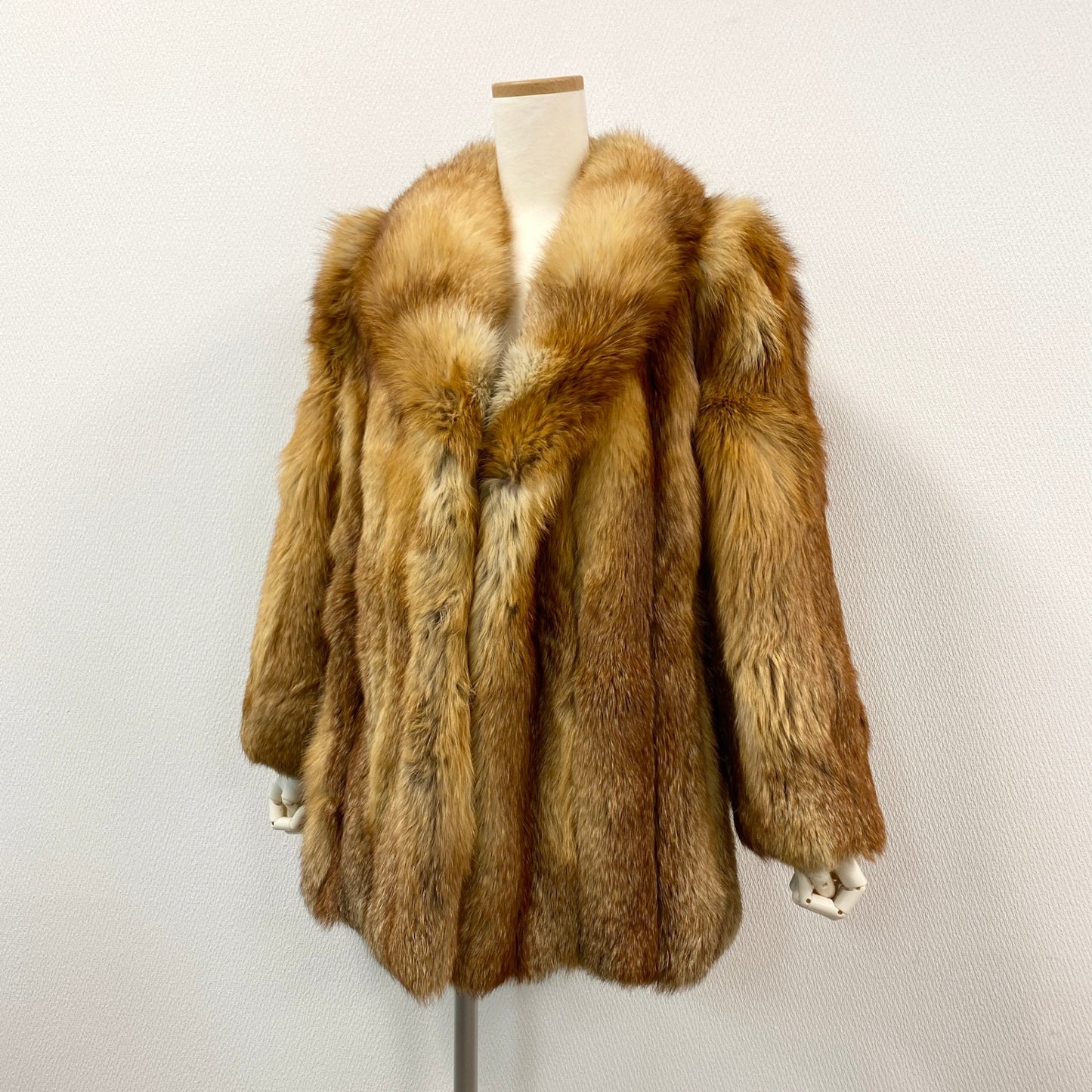 76j6 《美品》レッドフォックス  毛皮コート フォックスコート フォックスファー 11サイズ ベージュ×ブラウン レディースt18r