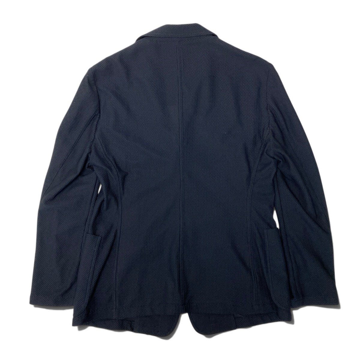 88j8 GIORGIO ARMANI ジョルジオアルマーニ レザータグ 本切羽 メッシュテーラードジャケット ブレザー サイズ52 ブラックt18r