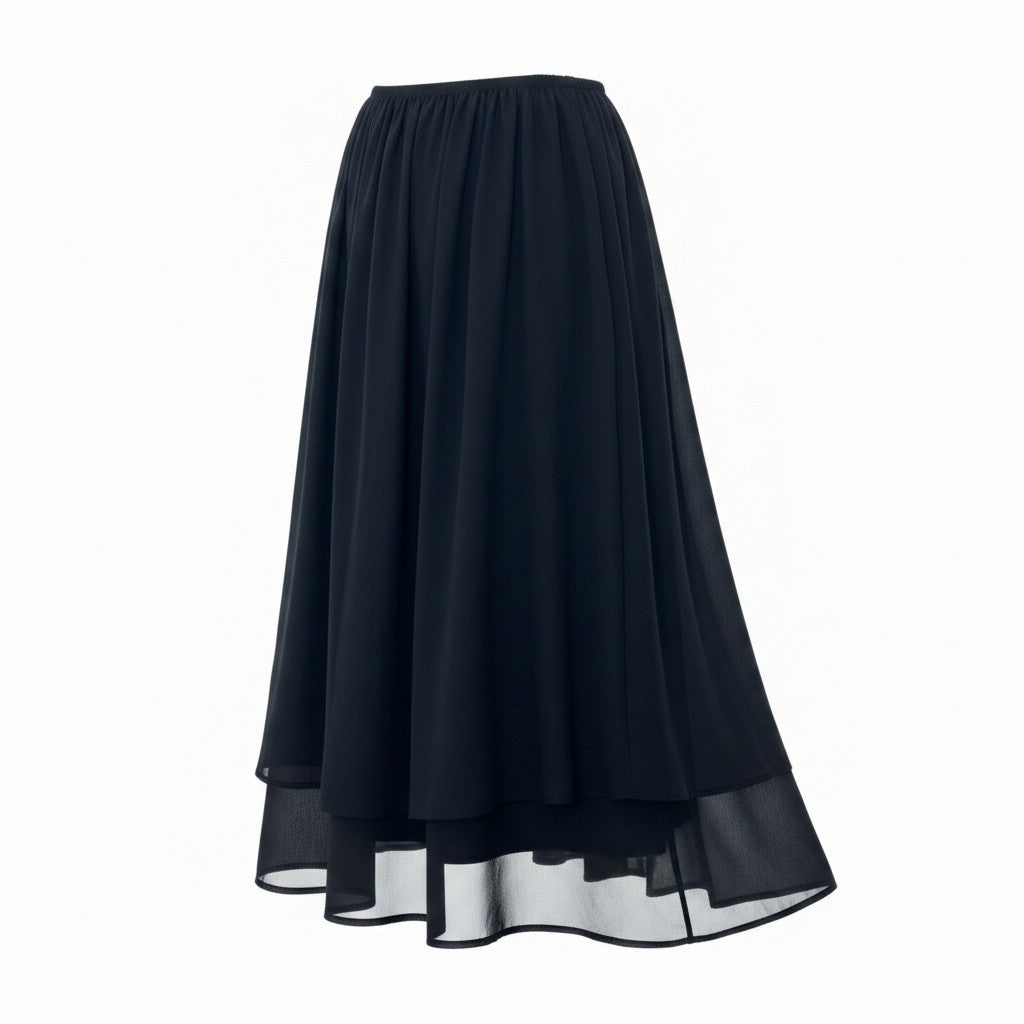Ah1 COMME des GARCONS GIRL AD2014 シフォンスカート 変形スカート 日本製 XSサイズ ブラック ポリエステル100％ レディース 女性用ta2