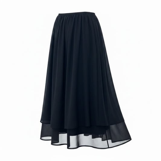 Ah1 COMME des GARCONS GIRL AD2014 シフォンスカート 変形スカート 日本製 XSサイズ ブラック ポリエステル100％ レディース 女性用ta2
