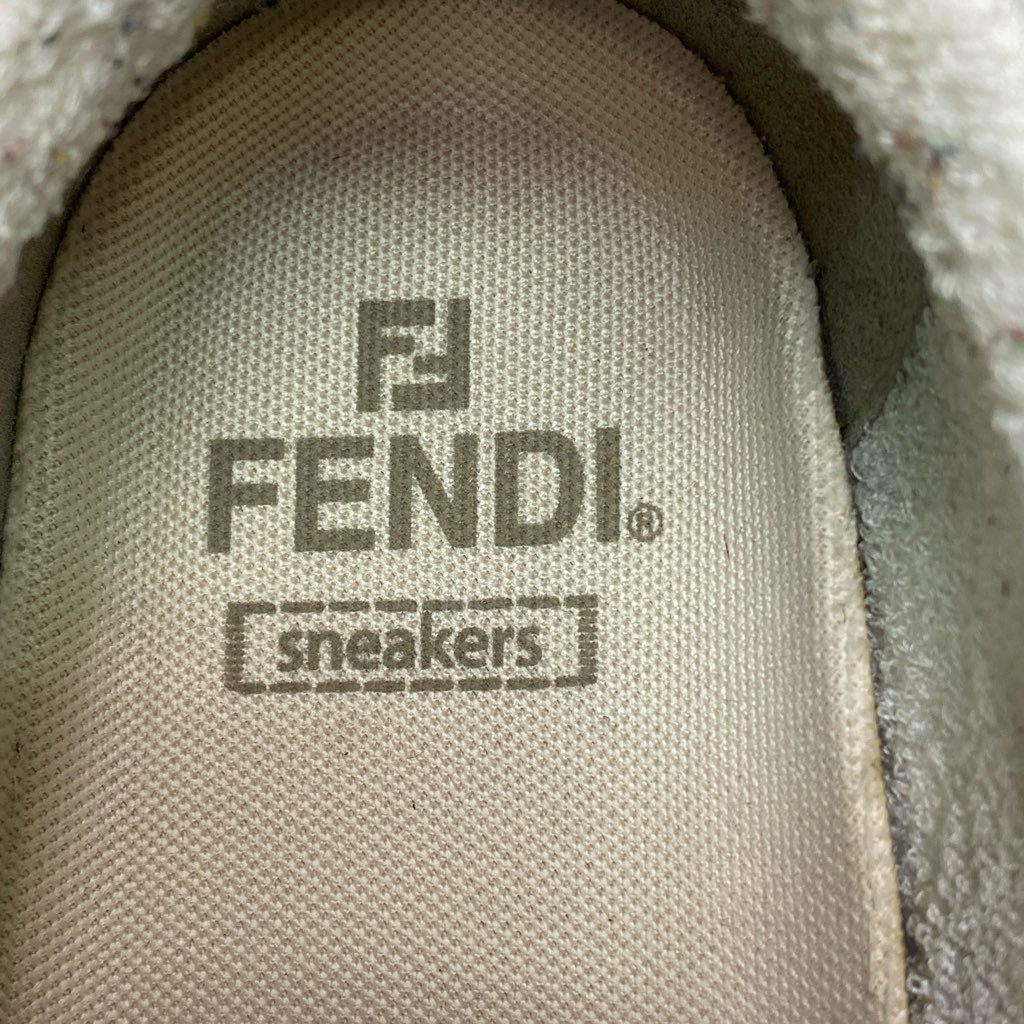 7e10 定価￥149.600 FENDI フェンディ マッチ スエードロートップ スニーカー 7E ホワイト レザー FFパターン シューズ