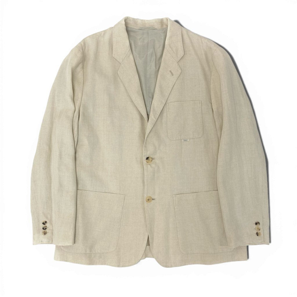 40l25 Papas パパス テーラードジャケット サマージャケット ブレザー 50 アイボリー リネン100 メンズ 紳士服u02t