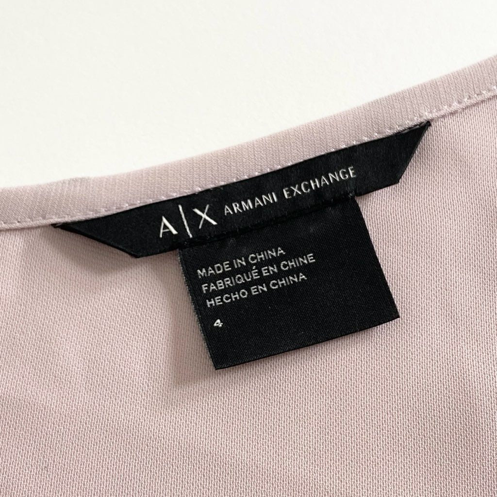 49d5 ARMANI EXCHANGE アルマーニエクスチェンジ 切替ノースリーブワンピース 4 ピンク ブラック ウエストコード ドレス