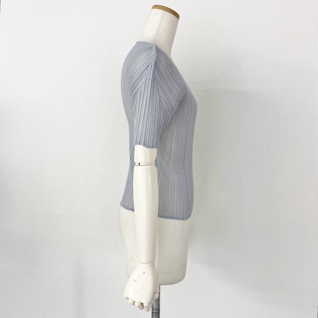 PLEATS PLEASE ISSEY MIYAKE プリーツプリーズ イッセイミヤケ 日本製 PP08-JK604 半袖メッシュプリーツカットソー ショートスリーブ トップス 4 グレー MADE IN JAPAN