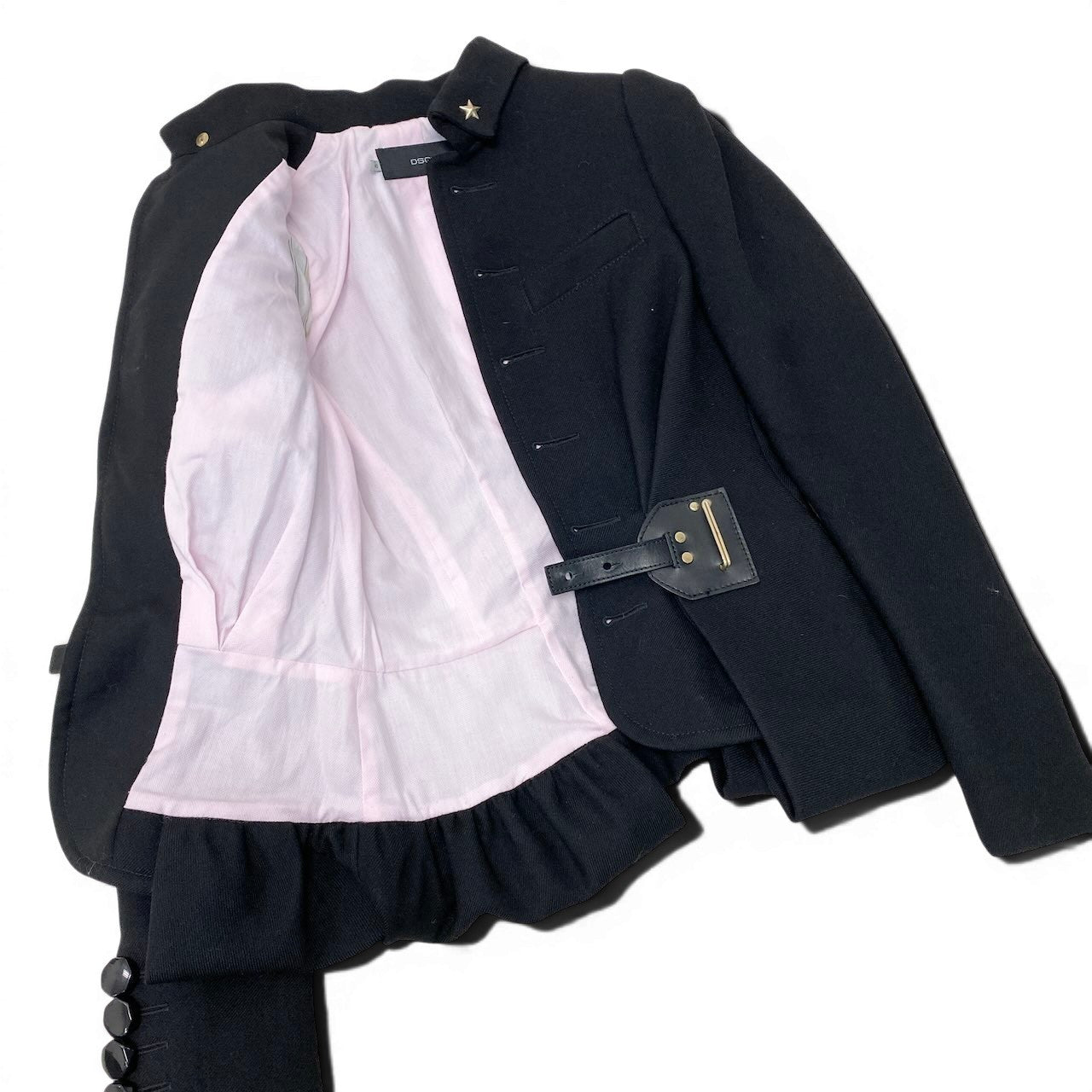 90g24 DSQUARED2 ディースクエアード ここのえ アーカイブ ウールジャケット 星柄 スタッズ サイズ40 ブラック レディース 女性用u02t