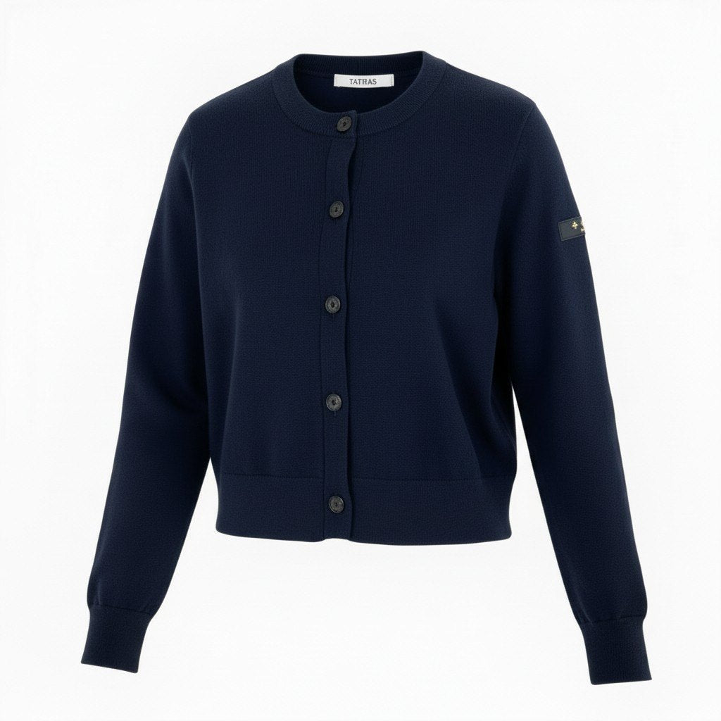 6b12【美品】TATRAS タトラス PREDAIA プレダイア ニットカーディガン ロゴワッペン LJXA0315053588 01サイズ ネイビー レディース 女性用u02t