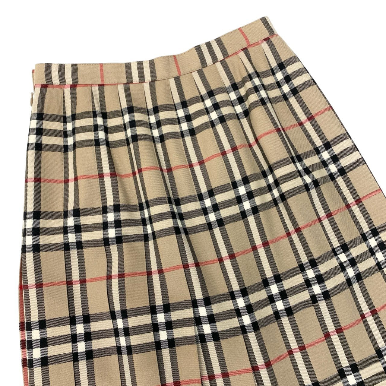 60c6 Vintage Burberrys バーバリーズ ヴィンテージ ノバチェック フレアスカート タックプリーツ 13AR ベージュ系 ウール レディースu02t