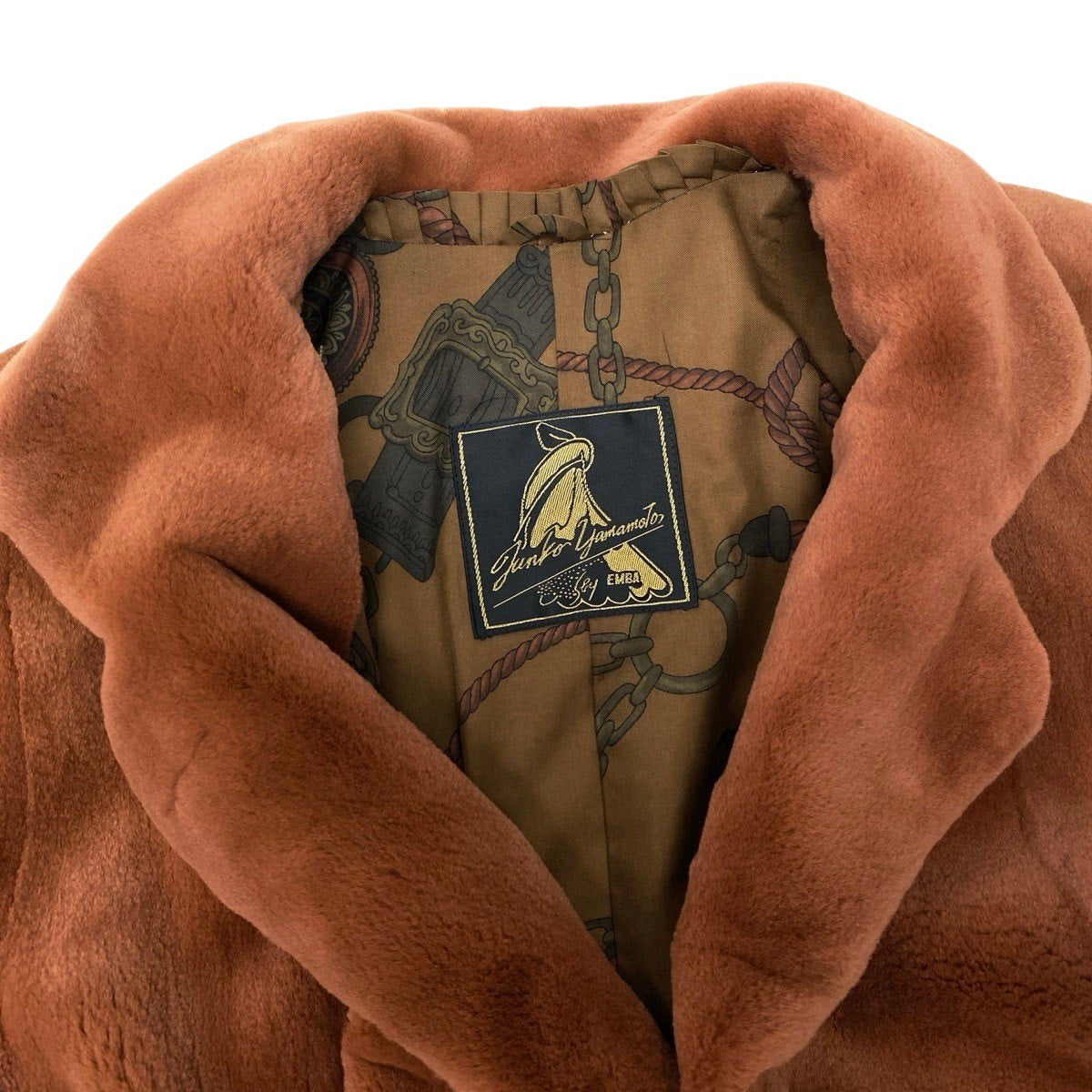 93h8 EMBA エンバ シェアードミンク ファーコート Junko Yamamoto サイズM オレンジ 本毛皮 Mink Fur Coatt18r