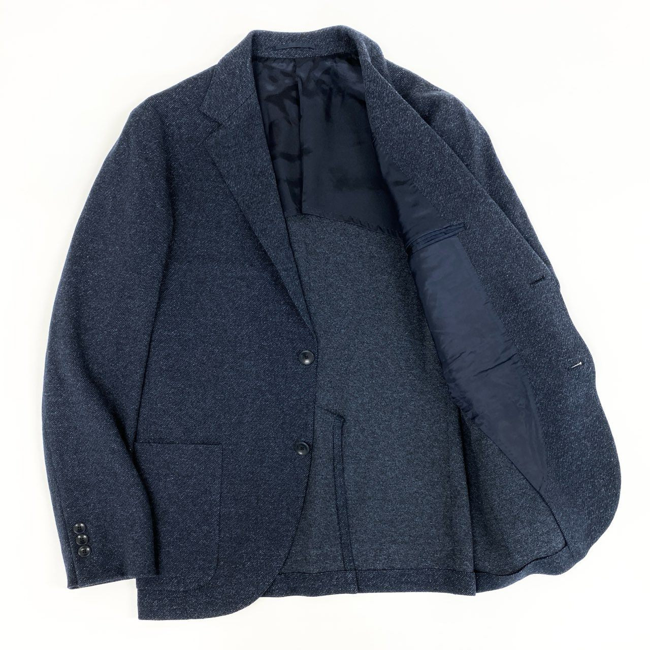46f30 UNITED ARROWS ユナイテッドアローズ メランジ ジャージ 2Bシングル ジャケット テーラードジャケット ブレザー 11221996126 50 ネイビー メンズ