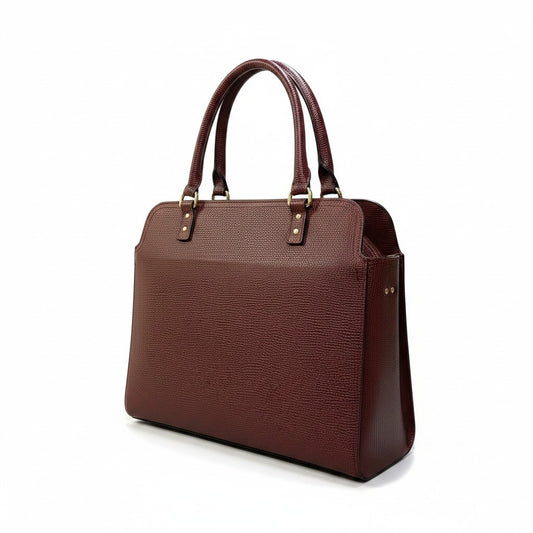 Be16 《極美品》 Orla Kiely オーラカイリー 2WAY レザーショルダーバッグ  ボルドー 本革 パンチング加工 カバン ハンドバッグt18r