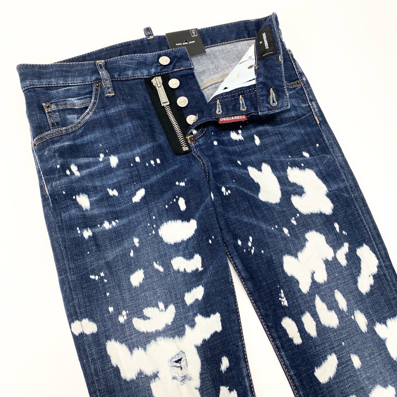 33c10《未使用品》 DSQUARED2 ディースクエアード ブリーチダメージ加工 スキニーデニムパンツ S75LB0525 サイズ38 インディゴ COOL GIRL JEAN タグ付t18r