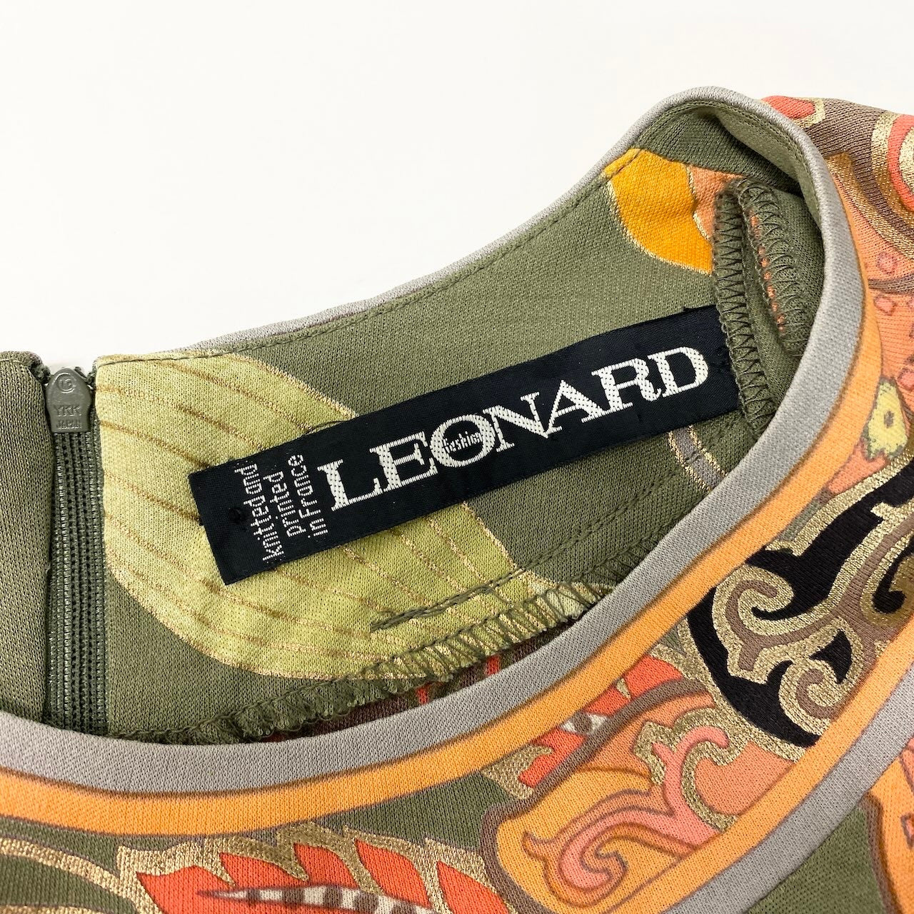 22d11 LEONARD レオナール 長袖ワンピース ロングワンピース 美しい花柄プリント 11AR グリーン系 シルク100％ レディース 女性用o07t