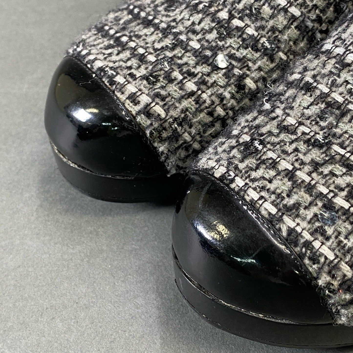 1g9 CHANEL シャネル ツイードサボサンダル 22cm程度 ブラック シューズ サンダル イタリア製