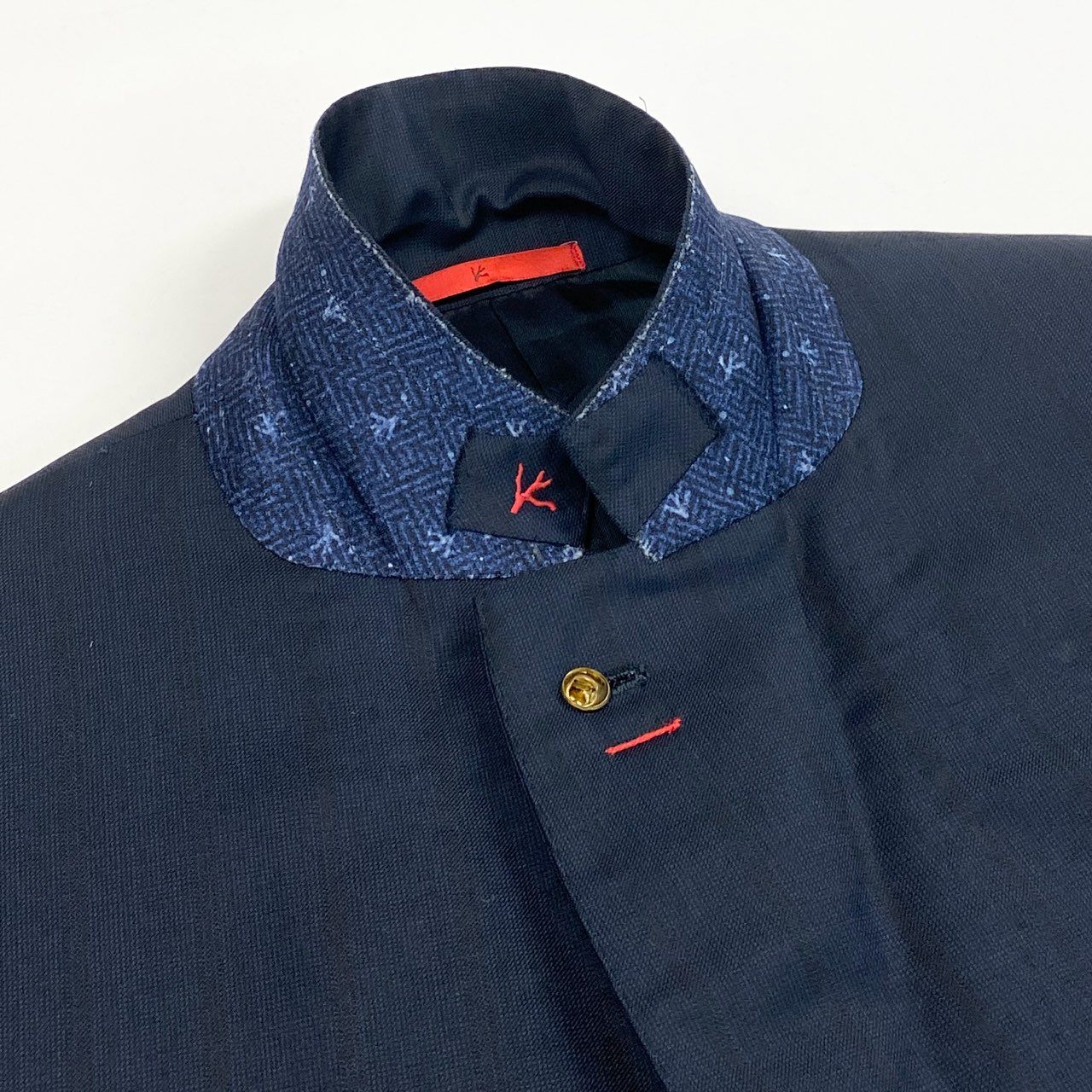 37L22 《美品》 ISAIA NAPOLI イザイア ナポリ シングルスーツ セットアップ テーラードジャケット スラックス 54 8R ネイビー ストライプ ウール SUPER180s メンズ 紳士服u02t