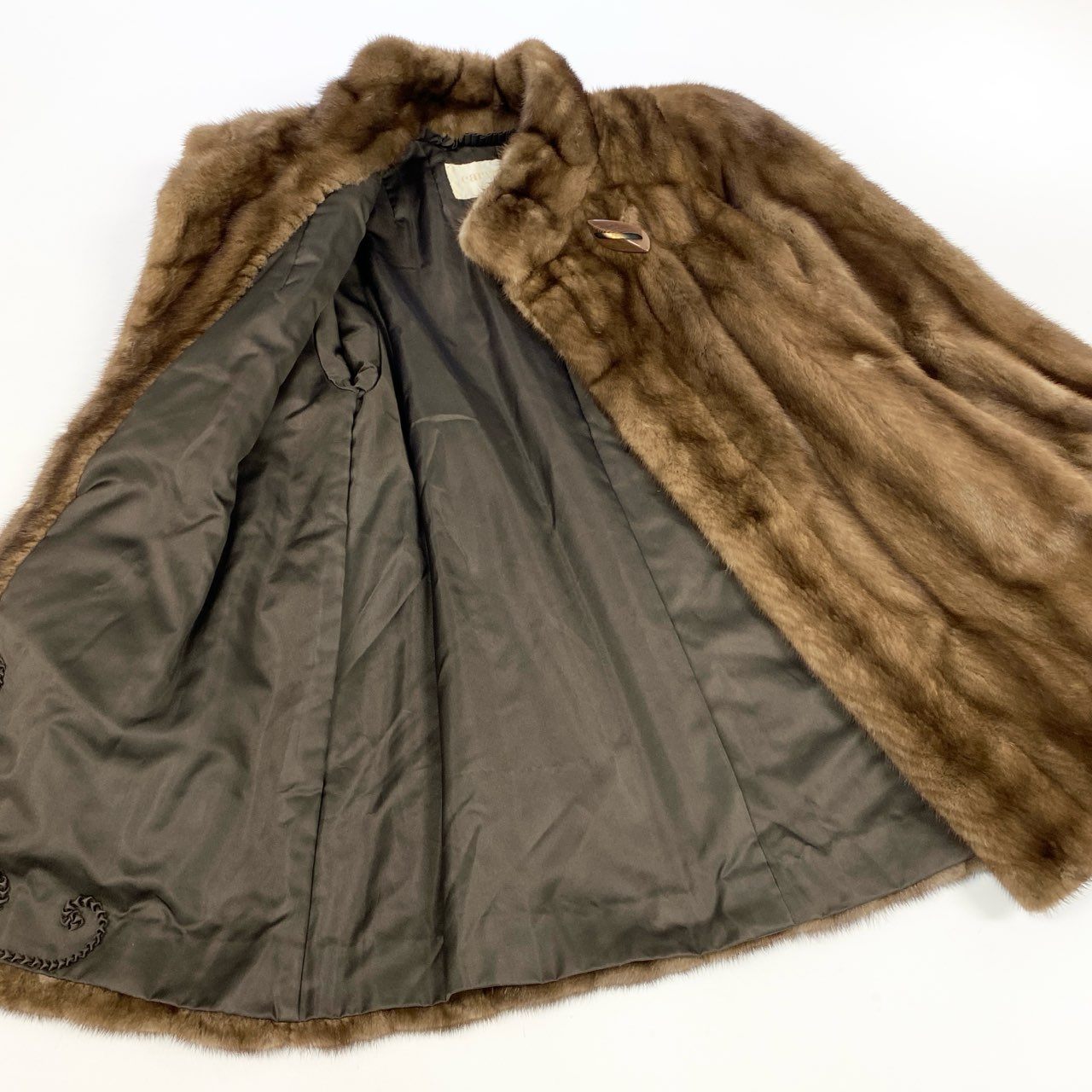 14L1 carven furs カルヴェン ファー デミバフミンク セミロングコート ブラウン 最高級本毛皮 MINK FUR リアルファーt18r