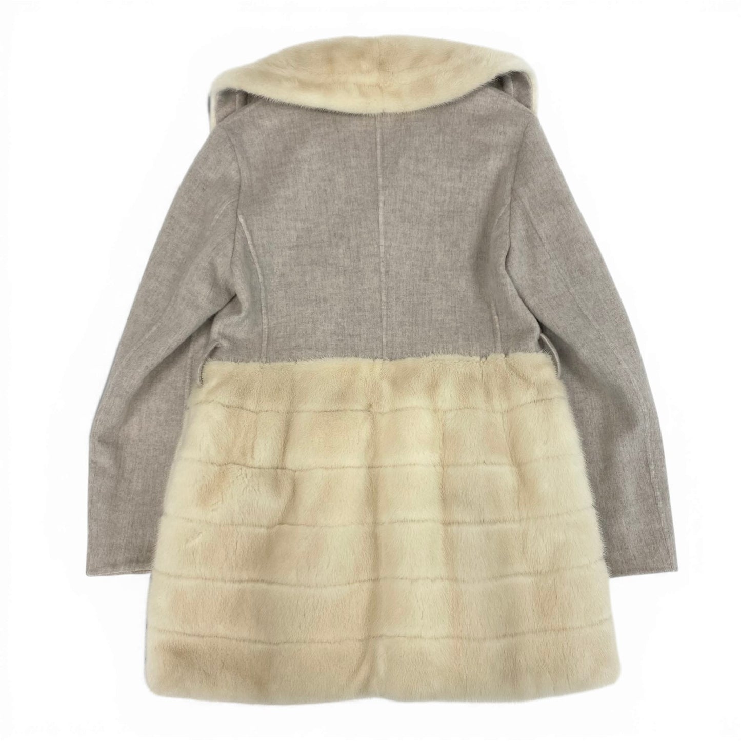 41c10 パールミンク × ウール ジップコート ホワイト ベージュ 本毛皮 Pearl Mink Fur × Wool Zip Coatt18r