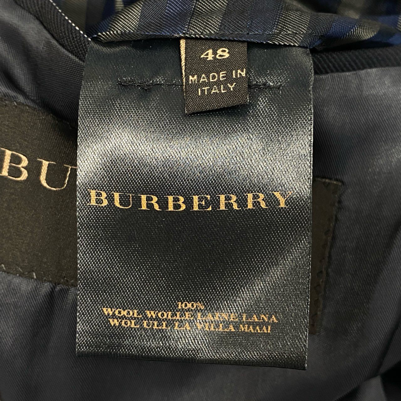 68L11 BURBERRY バーバリー イタリア製 コレクションライン ダブルブレスト テーラードジャケット 8ボタン 48 ブラック ピンストライプ ウール メンズ 男性用u02t