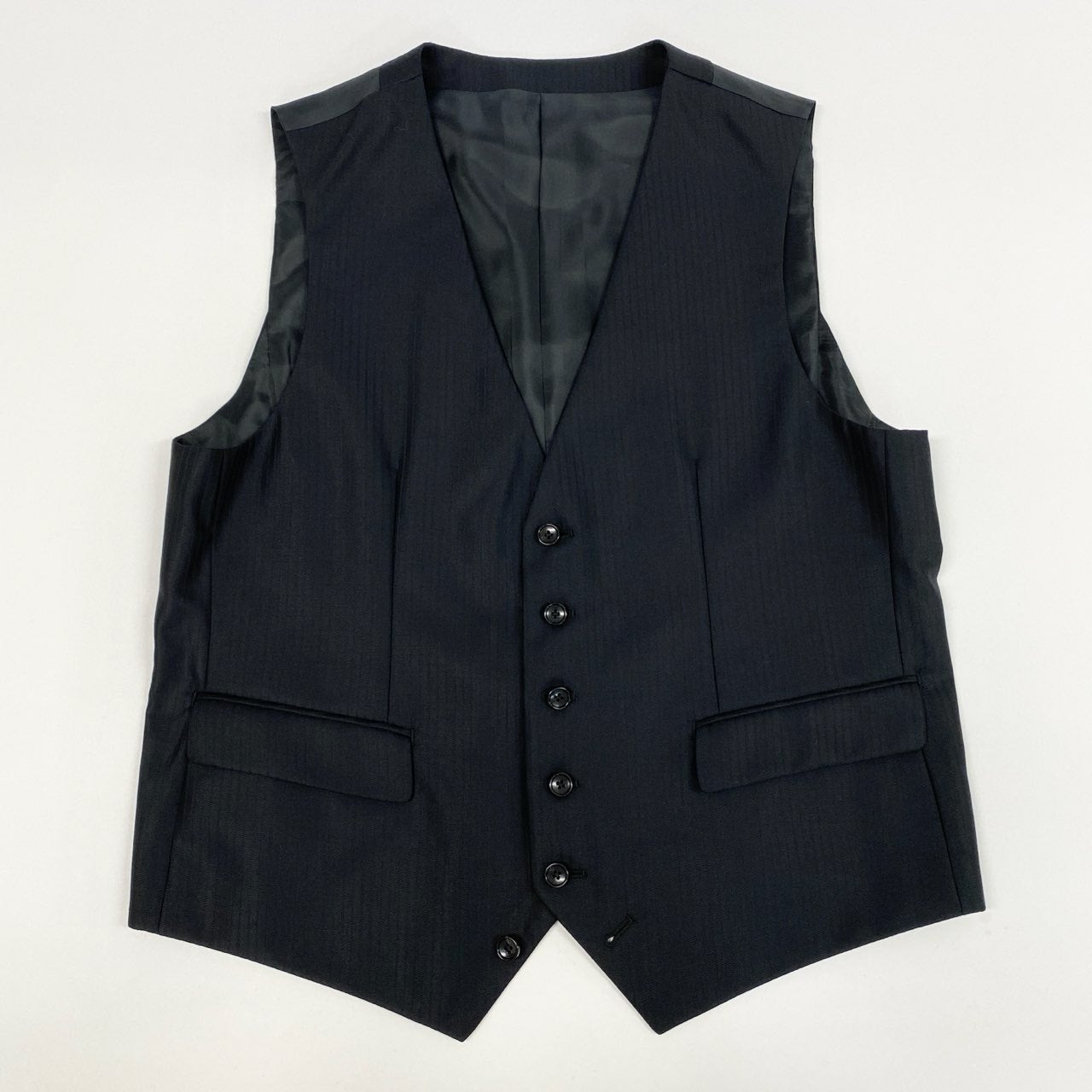 4k7 《美品》 NICOLE Selection ニコルセレクション セットアップスーツ 3ピース スリーピース ストライプ柄 シングル 2B ビジネス フォーマル メンズ 紳士服 52 ブラックo07t