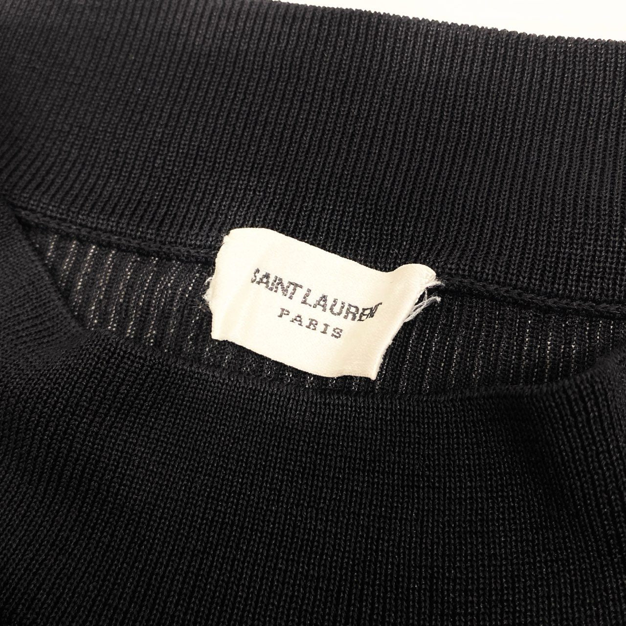Ib11【美品】SAINT LAURENT サンローラン 2023SS YSLロゴ リブニット シルクニットセーター Mサイズ ブラック シルク100％ レディース 女性用k02i