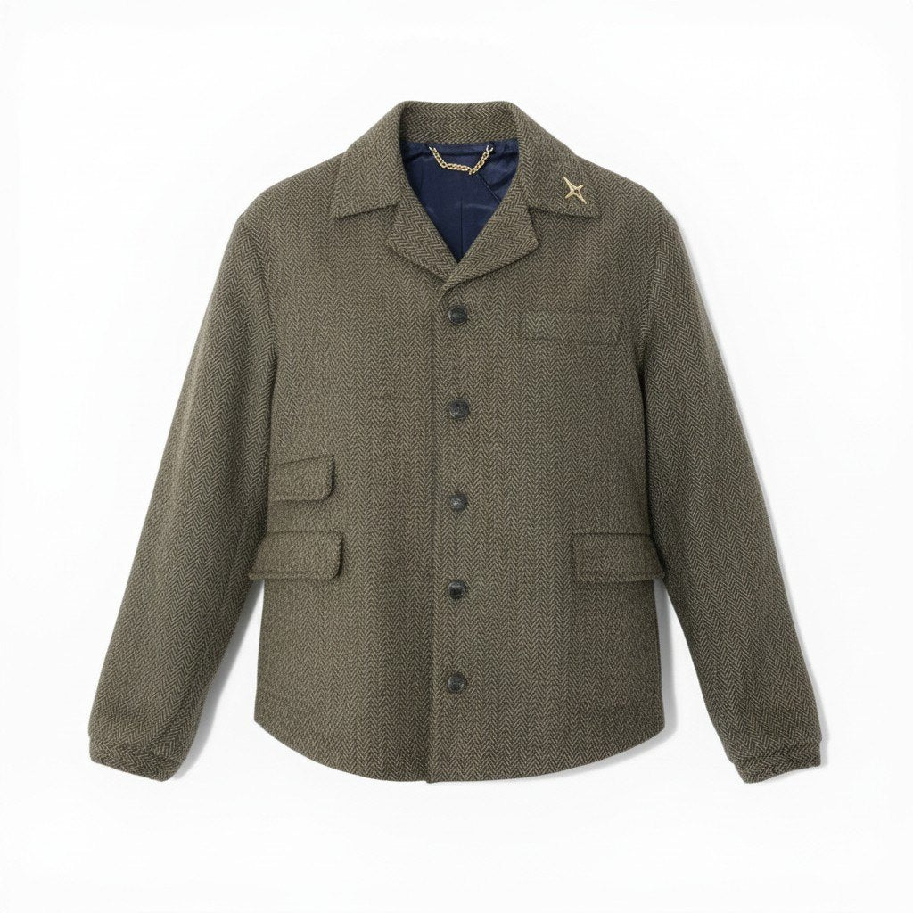 42c26 定価￥68,200 THAMES MMXX. テムズ × Harris Tweed ハリスツイード ワッキングジャケット サイズＭ カーキ ヘリンボーン ブレザー タグ付t18r