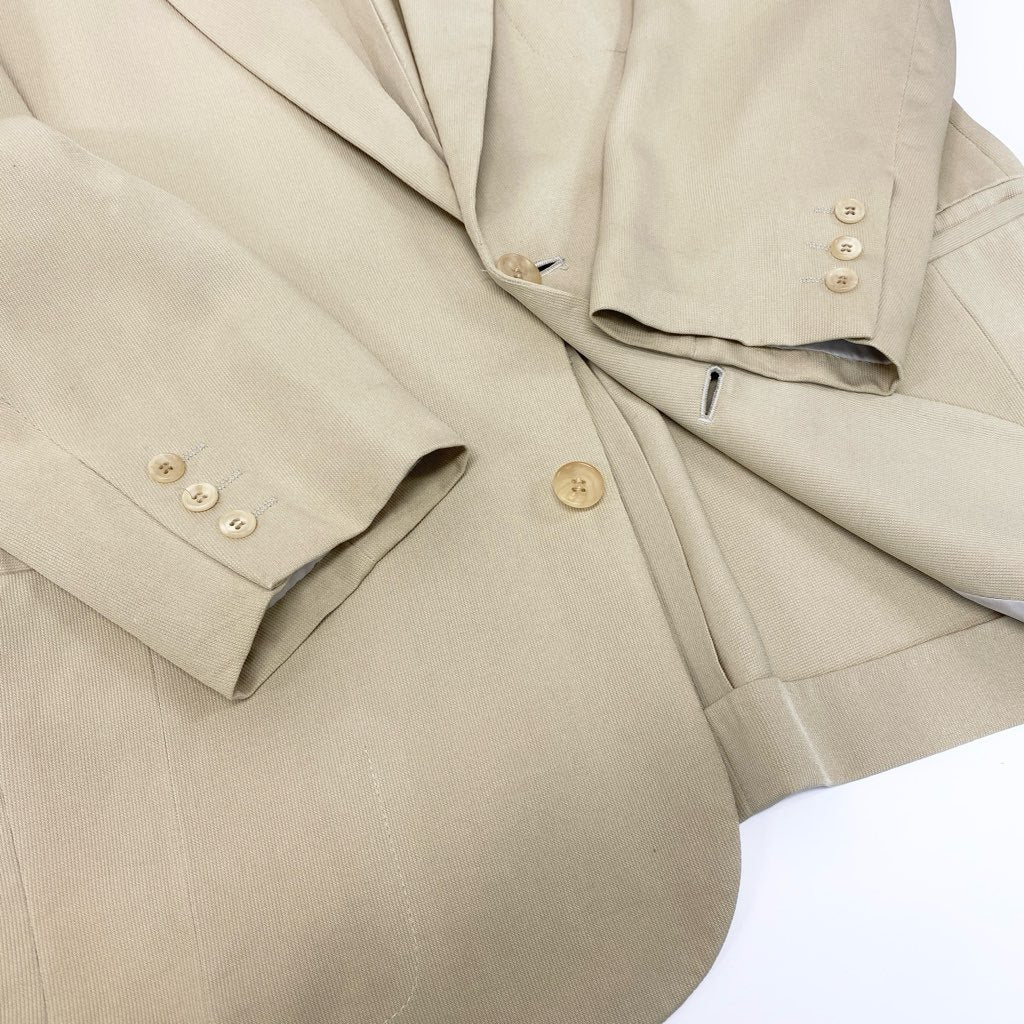 40l25 Papas パパス テーラードジャケット サマージャケット M ベージュ シルク100 メンズu02t