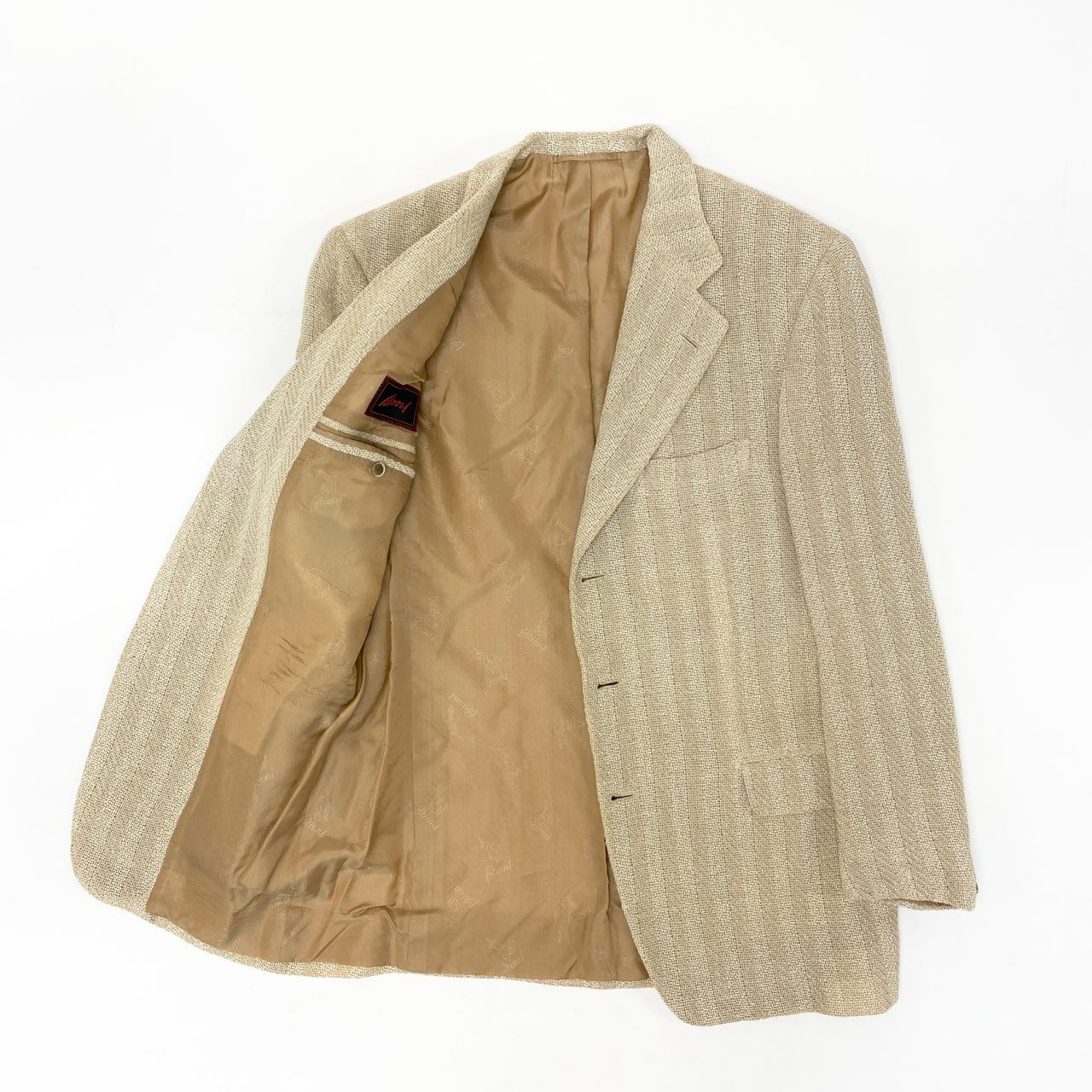 19k10 BRIONI ブリオーニ ウールリネン テーラードジャケット 48 ベージュ ブレザー フォーマル スーツt18r