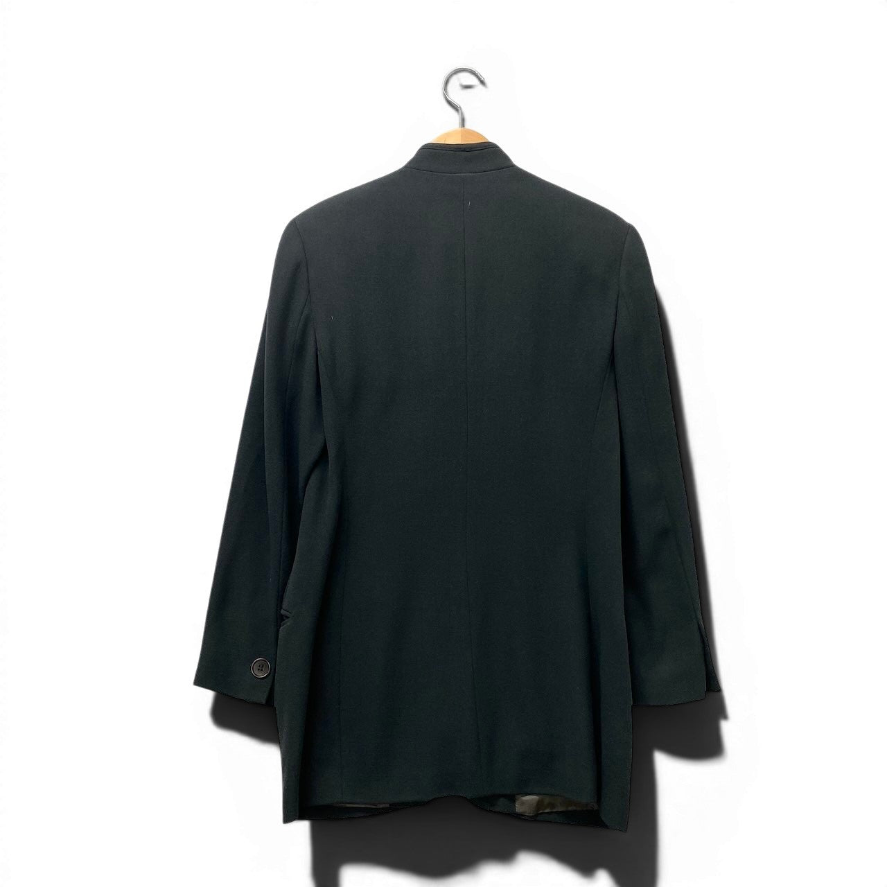 73e15 EMPORIO ARMANI エンポリオアルマーニ ハイネック ジャケット 羽織 VINTAGE イタリア製 38 グリーン ウール レディースo07t