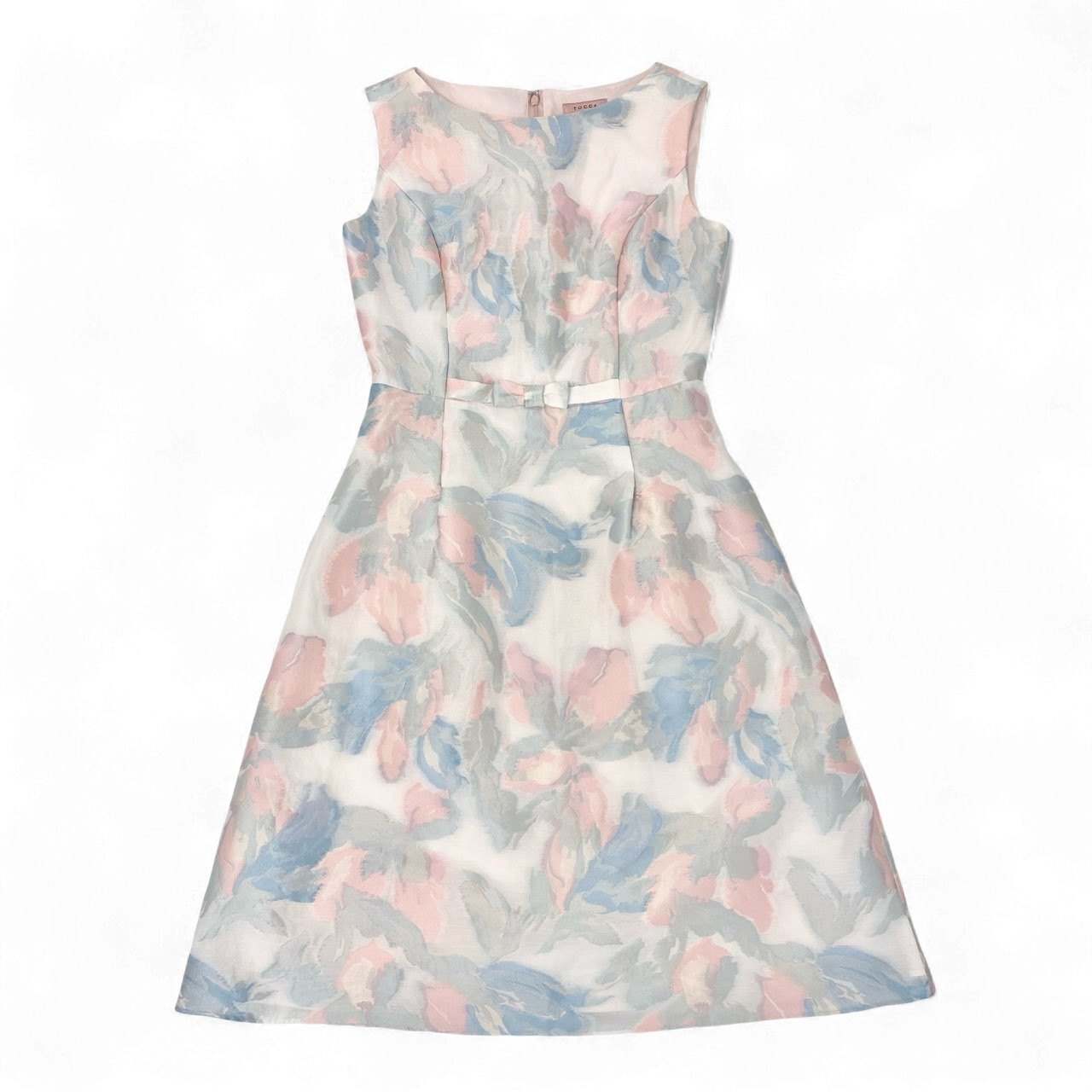 47k5 TOCCA トッカ MOONLIGHT ムーンライトドレス 22aw ジャガード ノースリーブワンピース 花柄 洗える○ レディース 女性用 OPTOSS0310 2 サックスブルー系o07t