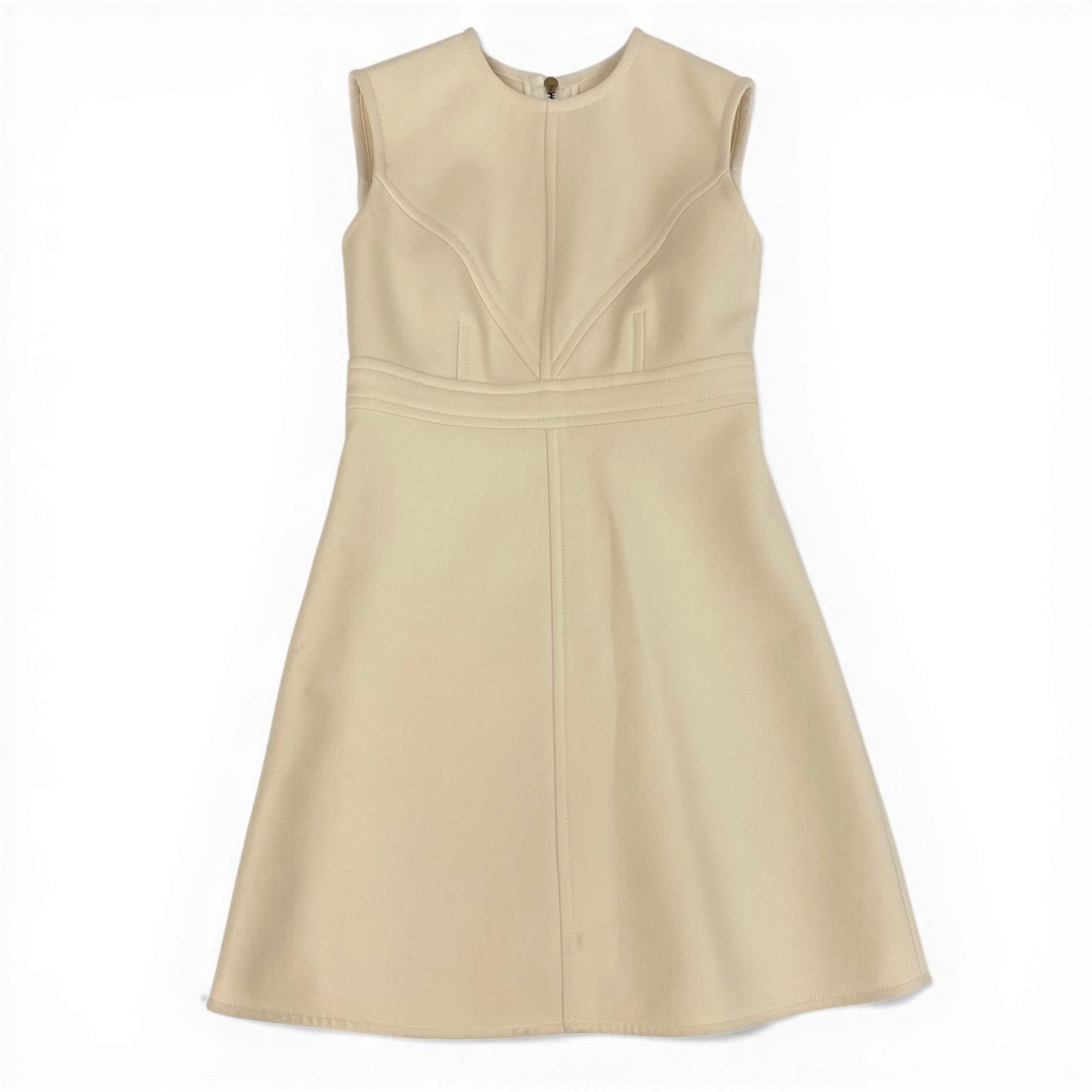 Ec31 《美品》 LOUIS VUITTON ルイヴィトン Vステッチ ノースリーブ ワンピース V Stitch Sleeveless Dress サイズ36 アイボリーt18r