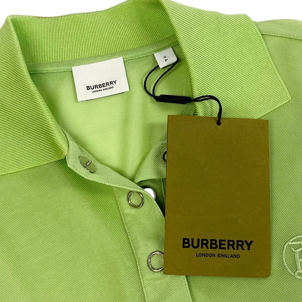 Ie25 【未使用保管品】 BURBERRY  バーバリー 長袖 ポロシャツ メッシュトップス 8041065 サイズSP グリーン系 レディース女性服o07t