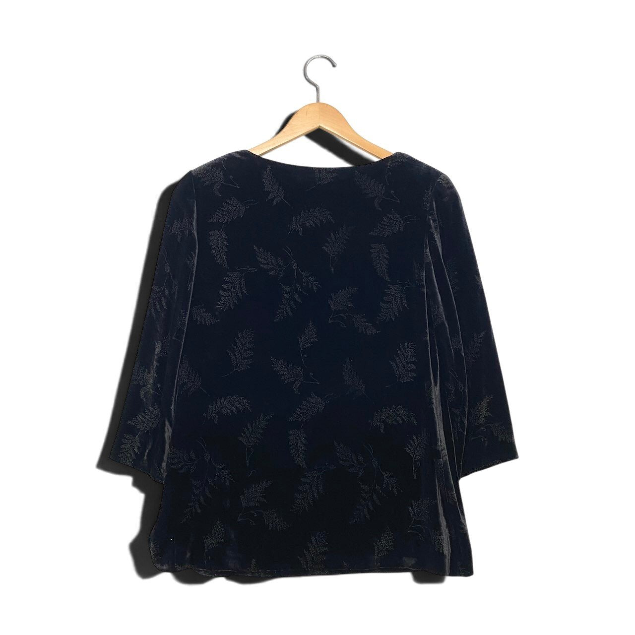 45h16 Chloe クロエ チュニック カットソー ベロア 葉柄  サイズ42 ブラック シルク レーヨン レディース 女性用u02t