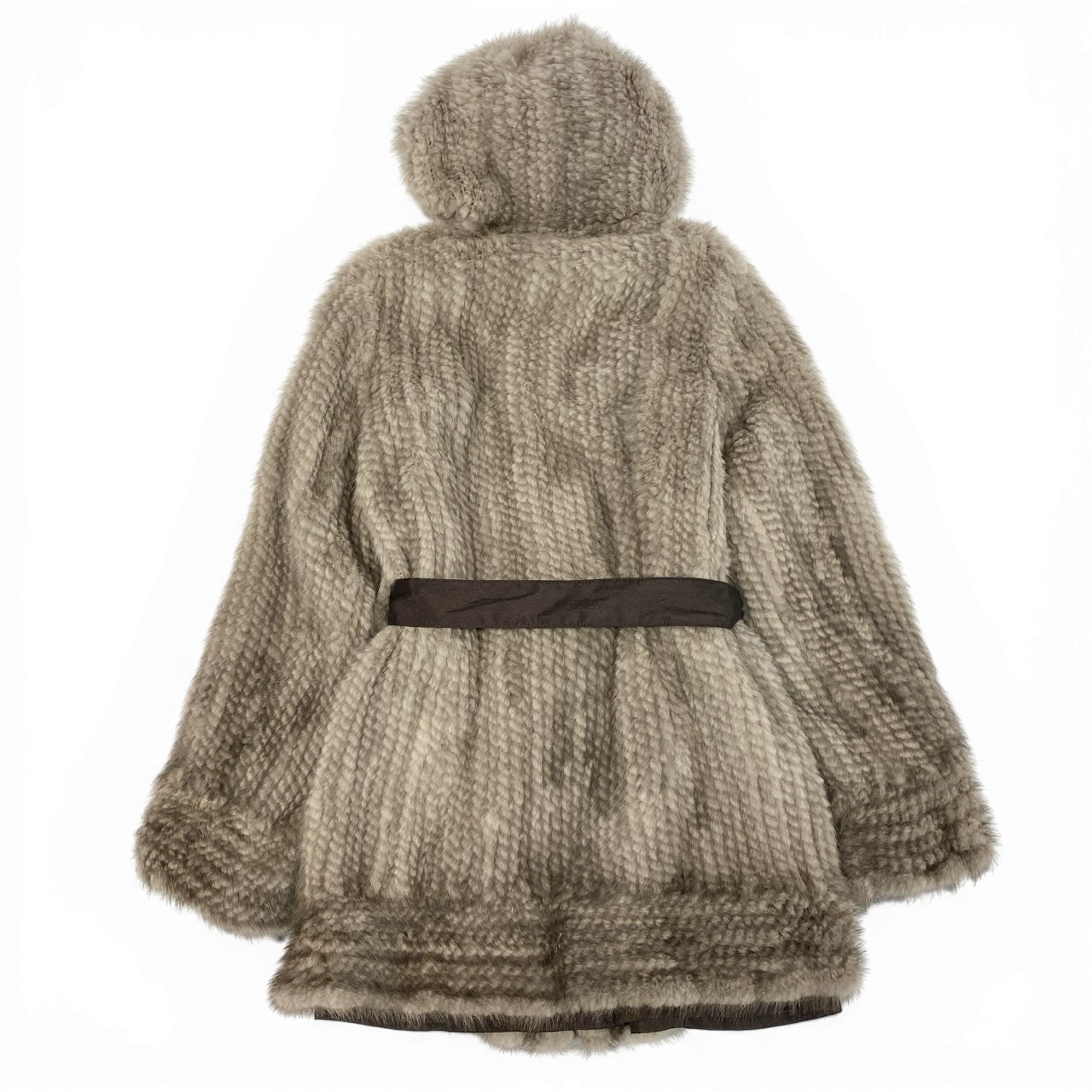 84b3 スペイン製 サファイアミンク フード付 リバーシブルコート サイズ38 シルバーグレー 本毛皮 Sapphire Mink Fur Coatt18r