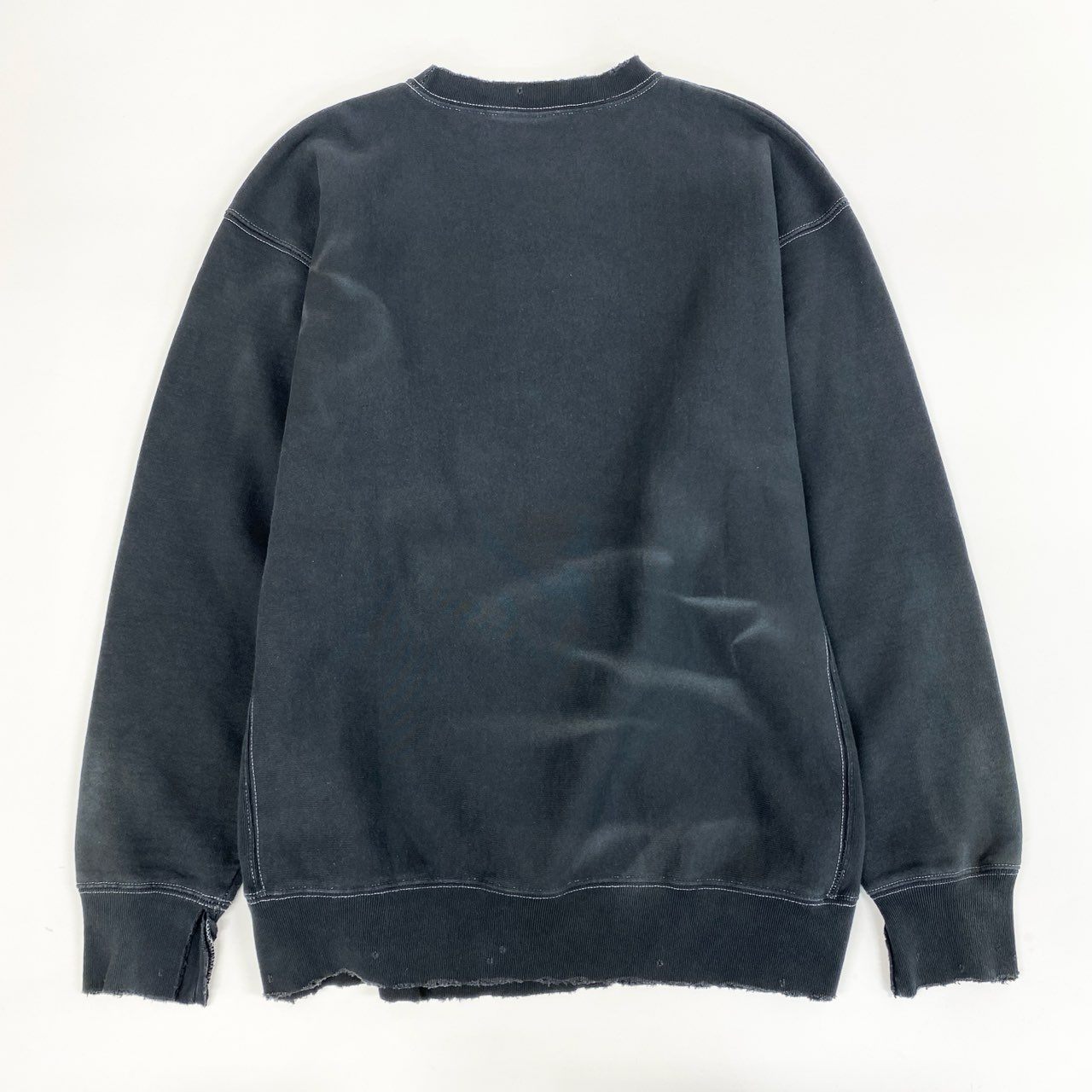 34j28 ANCELLM アンセルム 22SS DAMAGE SWEAT SHIRT ダメージ加工 スウェットトレーナー プルオーバー  ANC-CT08 ワンサイズ ブラックo07t