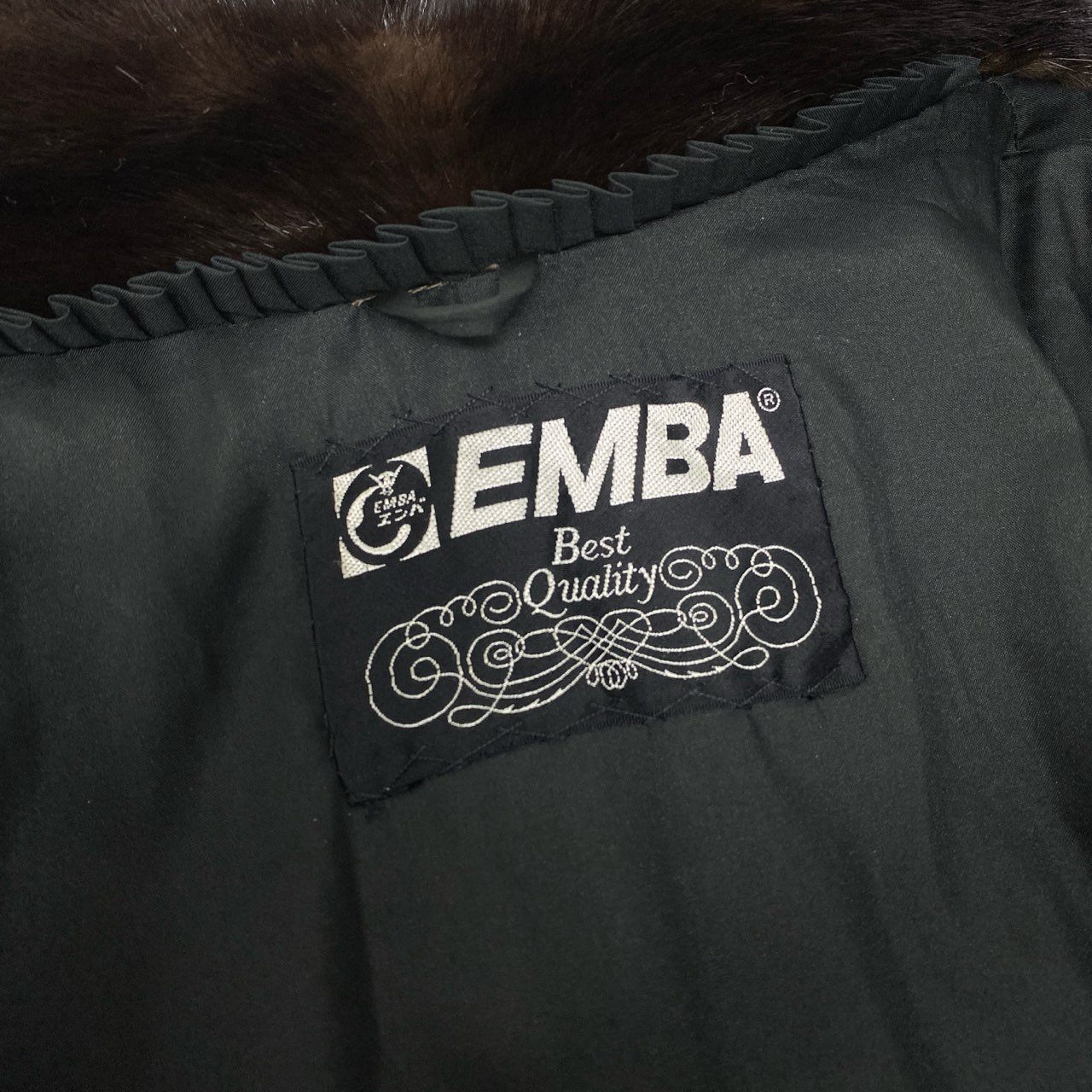 42b27 EMBA エンバ サークル型 デミバフミンク ファーコート サイズ13 ブラウン 本毛皮 フリルデザイン Circle Mink Fur Coatt18r