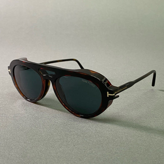 j29 TOM FORD トムフォード クリップオン サングラス 眼鏡 アイウェア メガネ イタリア製 パイロット TF5760-B 55□17 145 ブラウン ブラック べっこう柄