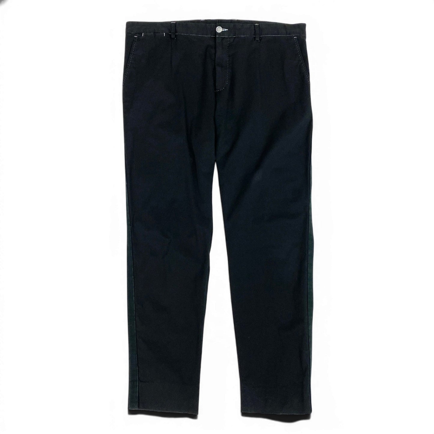 48d16 DOLCE＆GABBANA ドルチェアンドガッバーナ サイドライン スラックスパンツ テーパードパンツ 伸縮ストレッチ ボトムス サイズ54 ブラック メンズ 紳士服u02t