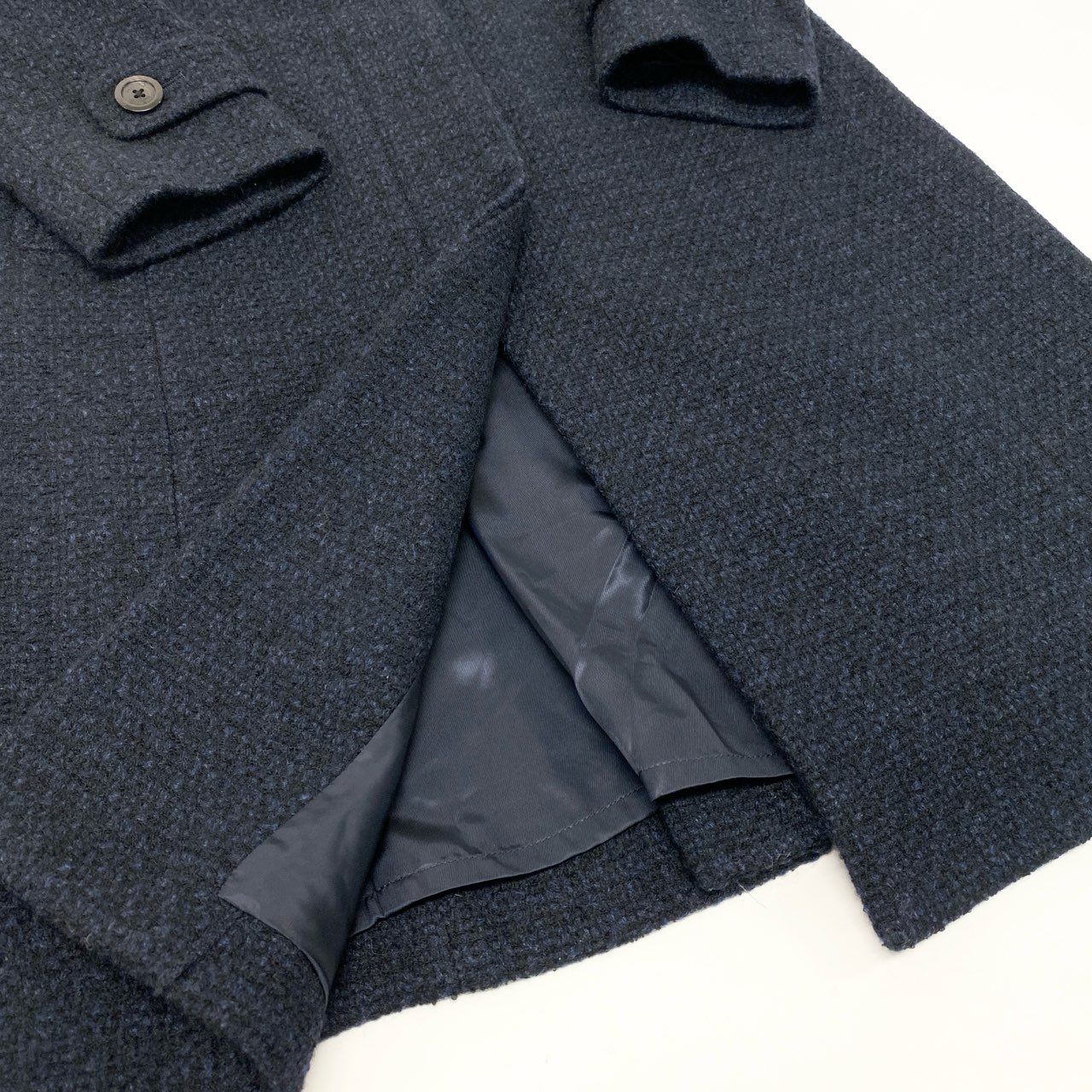 36k28 Paul Stuart ポールスチュアート スタンドカラーコート ツイードコート ロング ウールブレンド レディース 女性用 6 ネイビー ブラックu02t