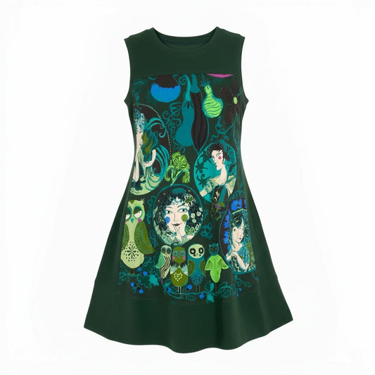 68a23 TOKUKO 1er VOL トクコプルミエヴォル ノースリーブワンピース ロングワンピース Aライン ストレッチ素材 9 グリーン レディース 女性用u02t