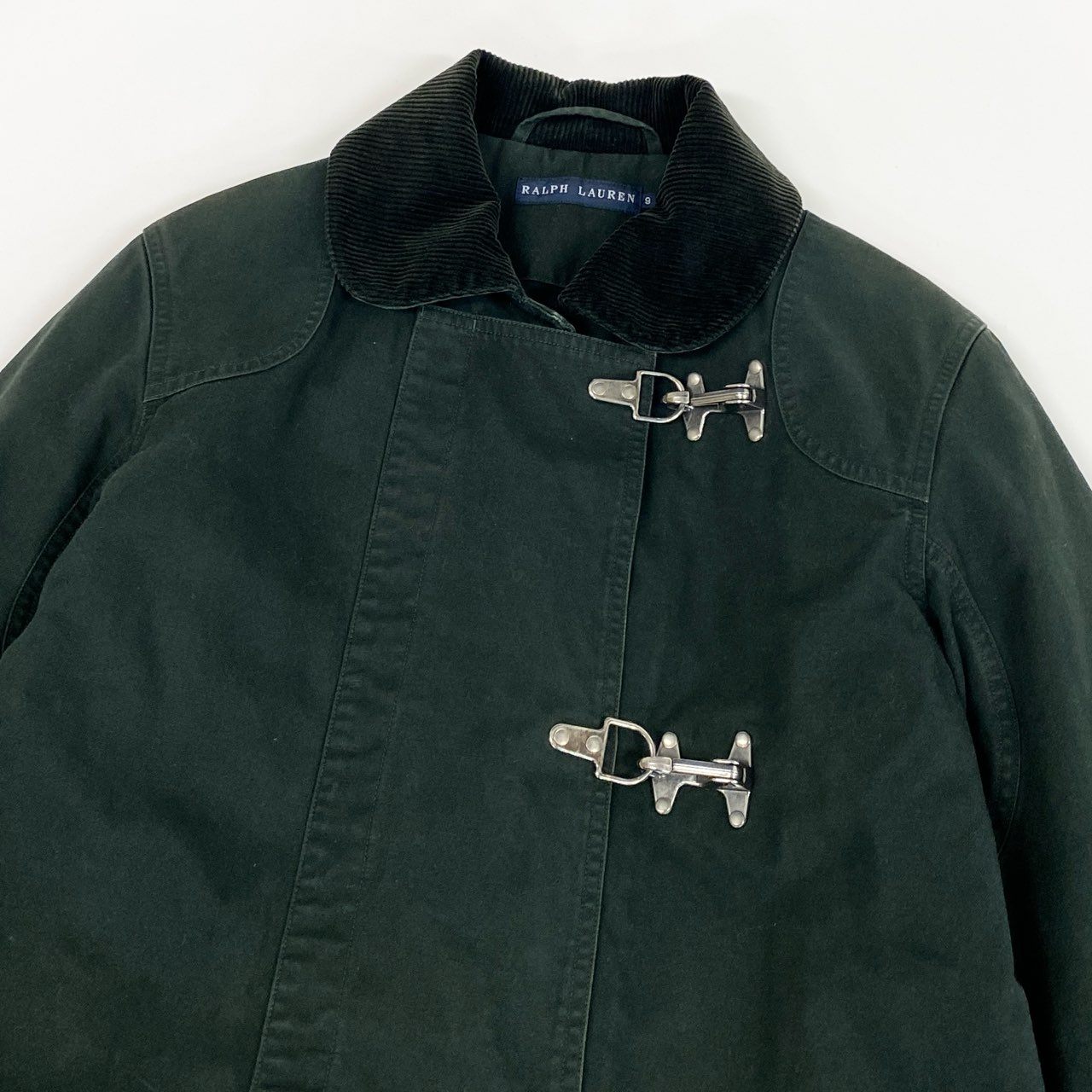 2j27 RALPH LAUREN ラルフローレン ファイヤーマンジャケット コットンジャケット コーデュロイ切替 アウター 9 ダークグリーンo07t