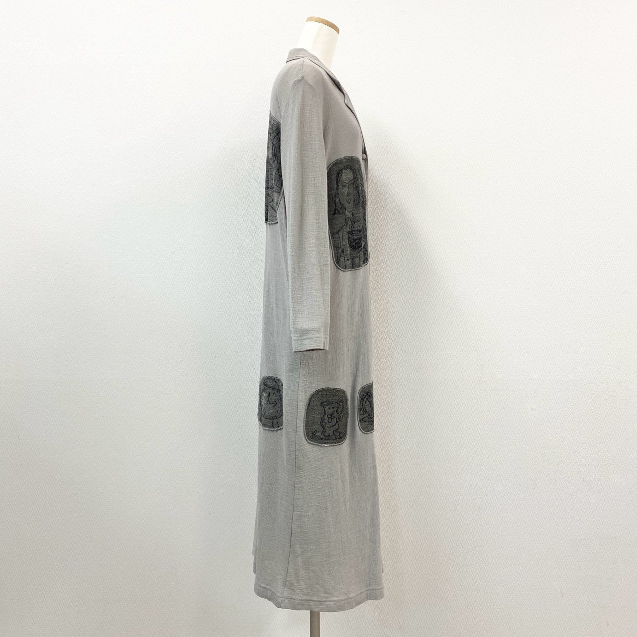 67k20 TOKUKO 1er VOL トクコプルミエヴォル ロングカーディガン 羽織り ワンピース ウール混 9 グレー系 レディースu02t