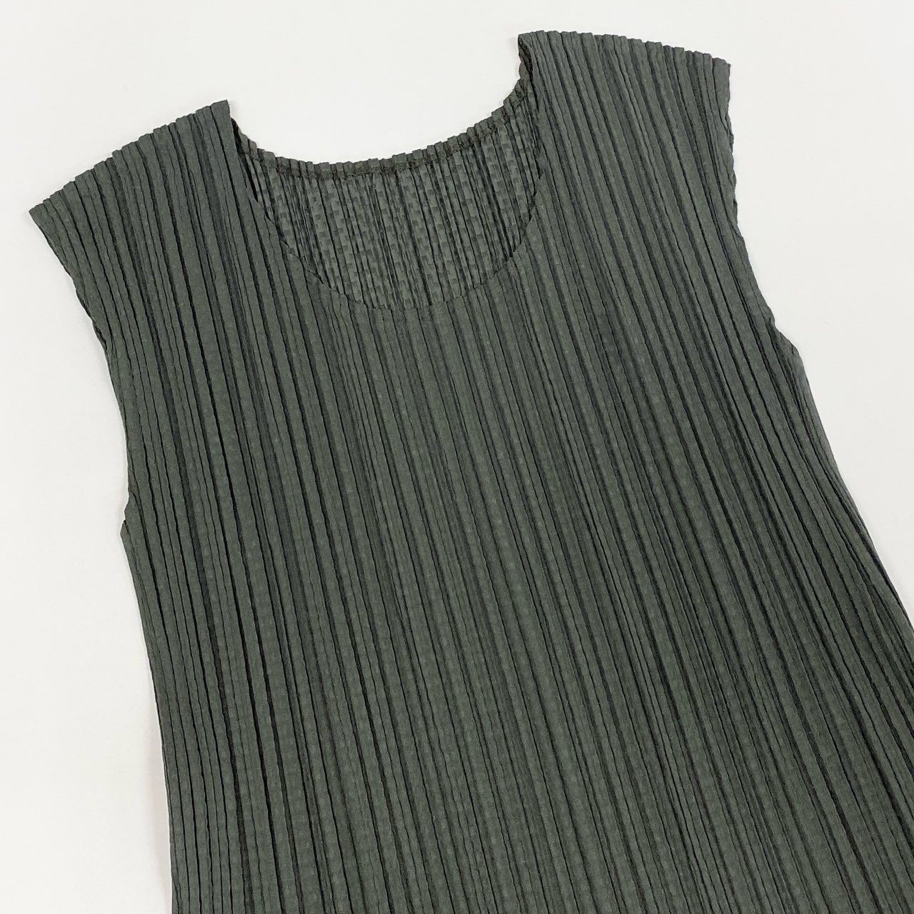 Aa24 【美品】 PLEATS PLEASE プリーツプリーズ イッセイミヤケ ノースリーブワンピース プリーツ ウエスト切替  PP31-JT645 3 グレー レディース 女性用k02i