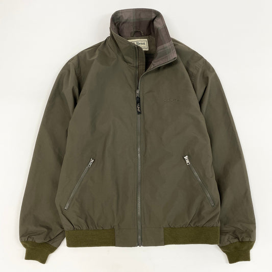 30h29《美品》L.L.Bean エルエルビーン ウォームアップジャケット ブルゾン フランネル裏地付き 耐水性 500395 Mサイズ カーキ メンズ 男性用u02t
