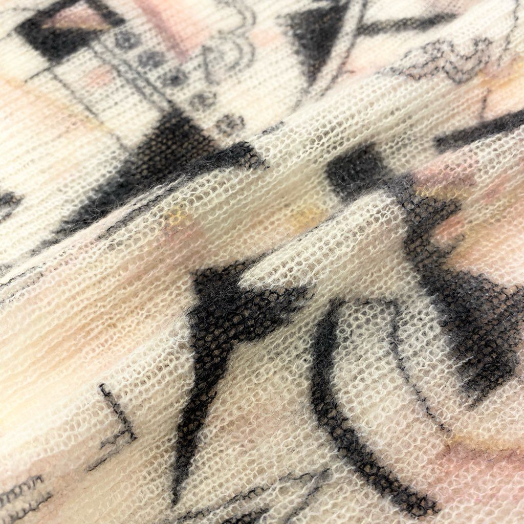 29a9 FENDI フェンディ 22年 モヘアニット ロングスリーブ セーター 総柄 ローゲージニット ハイネック レディース 女性用 38 マルチカラーo07t