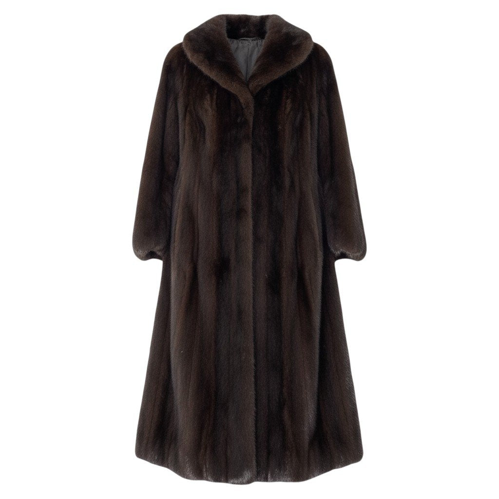 12i21 ダークミンク 超ロングコート 丈115cm サイズF ダークブラウン 本毛皮 Dark Mink Fur Long Coat リアルファーt18r