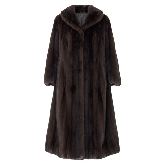 12i21 ダークミンク 超ロングコート 丈115cm サイズF ダークブラウン 本毛皮 Dark Mink Fur Long Coat リアルファーt18r